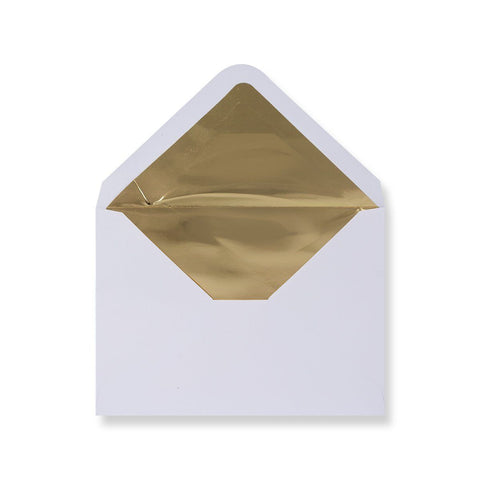 White - Metallic Gold Foil Lined Envelopes - Envelope Kings