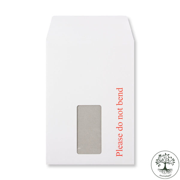 White Hard Board Back Envelopes - Printed "Please do not bend" - Envelope Kings