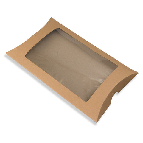 Manilla Kraft Pillow Box - Recycled with Window - Envelope Kings