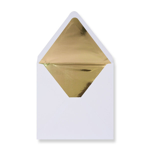 White - Metallic Gold Foil Lined Envelopes - Envelope Kings