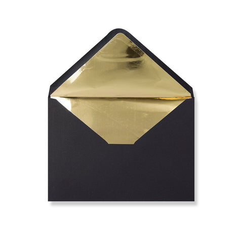 Black Metallic Gold Foil Lined Envelopes - Envelope Kings