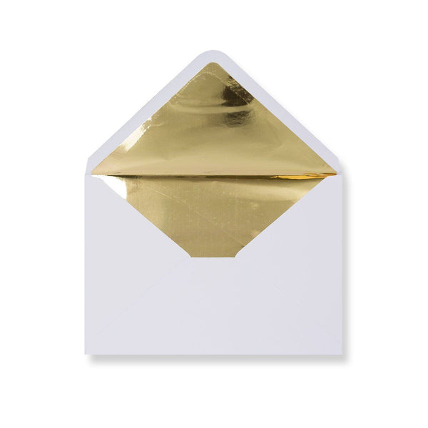 White - Metallic Gold Foil Lined Envelopes - Envelope Kings