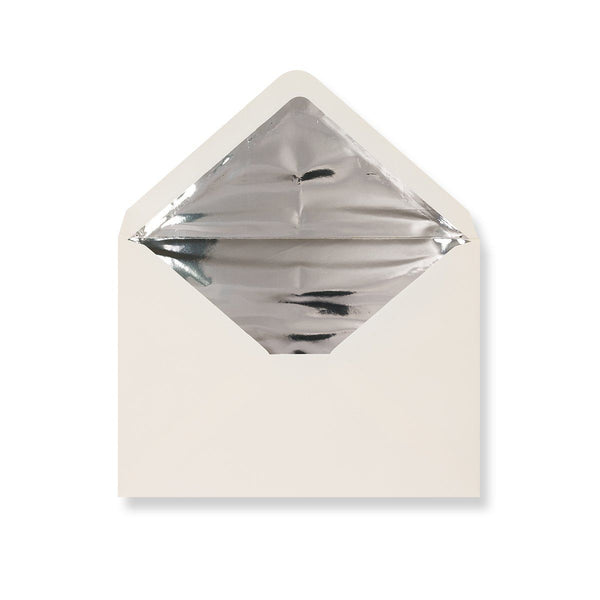 Ivory - Metallic Silver Foil Lined Envelopes