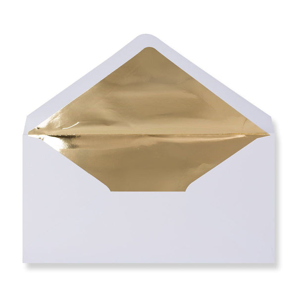White - Metallic Gold Foil Lined Envelopes - Envelope Kings