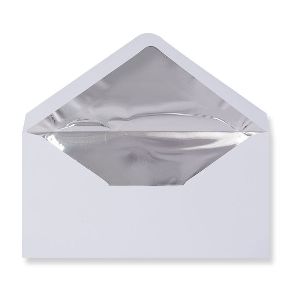 White - Metallic Silver Foil Lined Envelopes