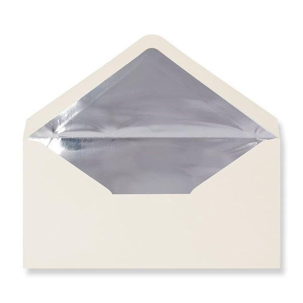 Ivory - Metallic Silver Foil Lined Envelopes