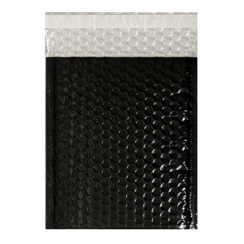 Black Gloss Metallic Bubble Bags Pocket Peel and Seal - Envelope Kings