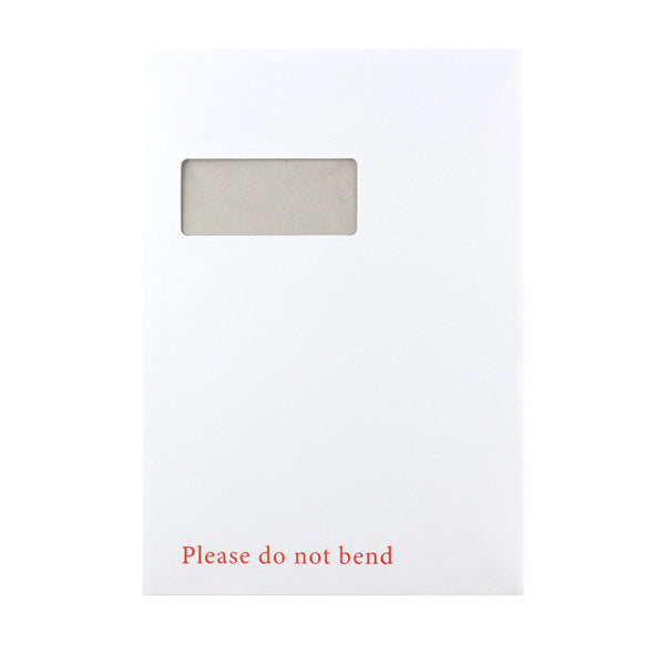 White Board Back Pocket Peel & Seal Printed "Please do not bend" - Envelope Kings